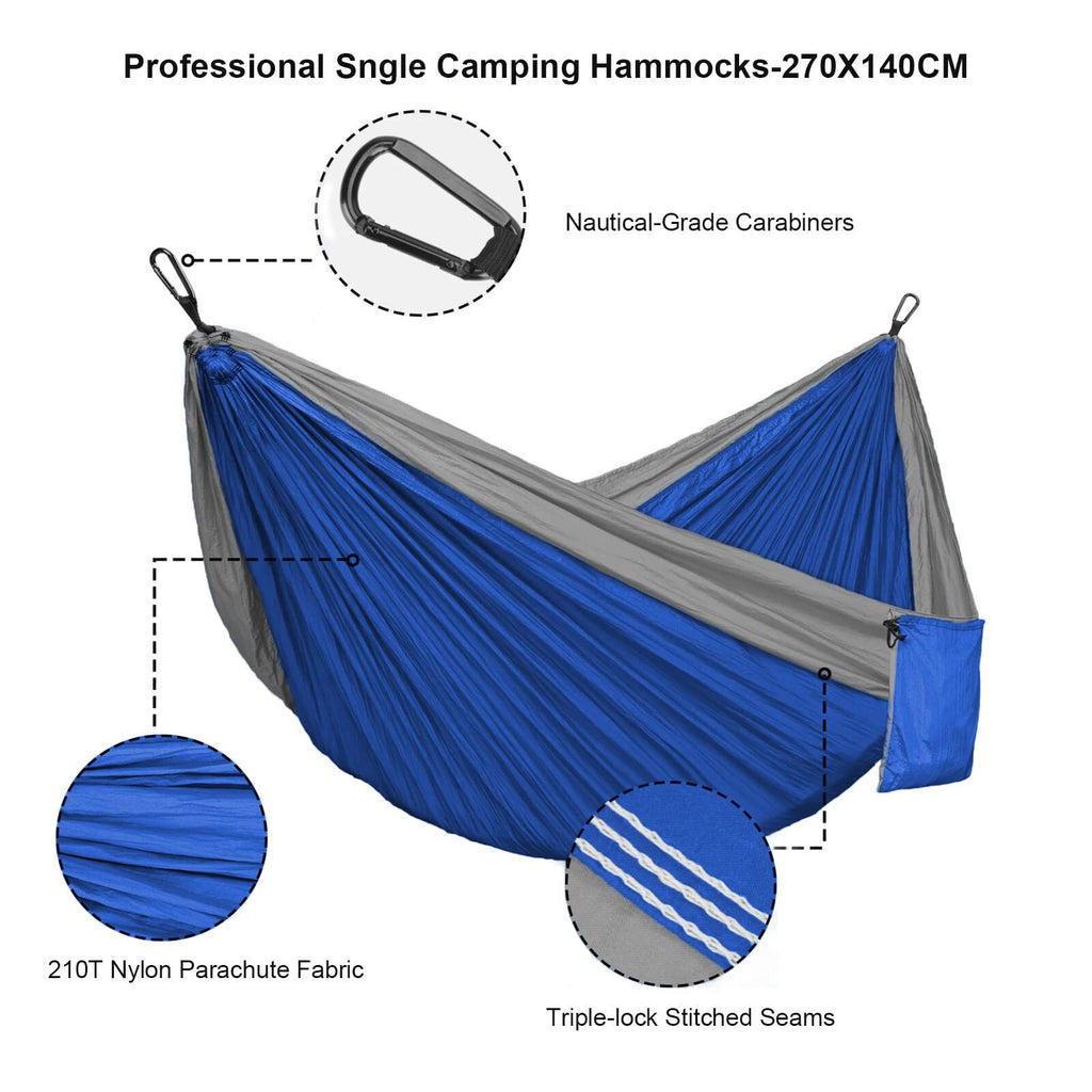 Lightweight Nylon Parachute Camping Hammock with Tree Strap and Carabiner F82723