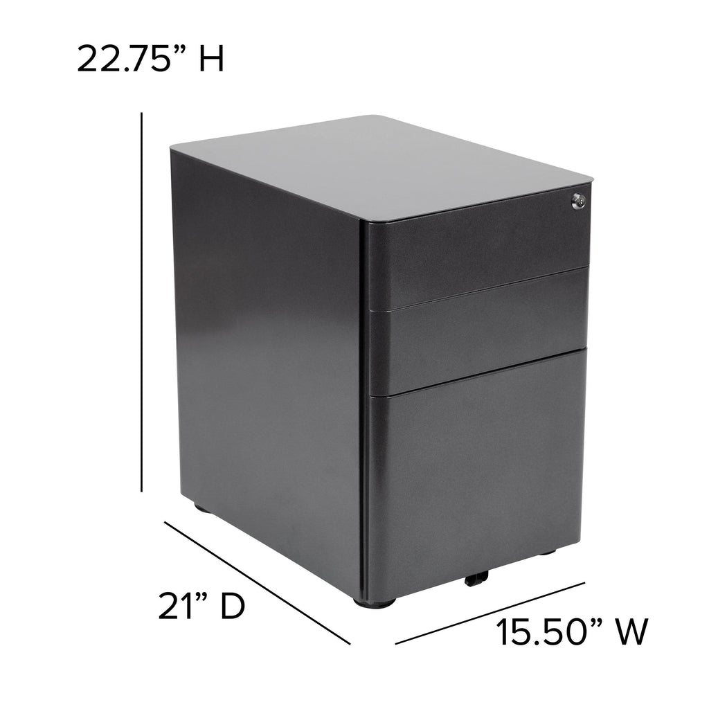 Black 3-Drawer Mobile Locking Filing Cabinet K4893