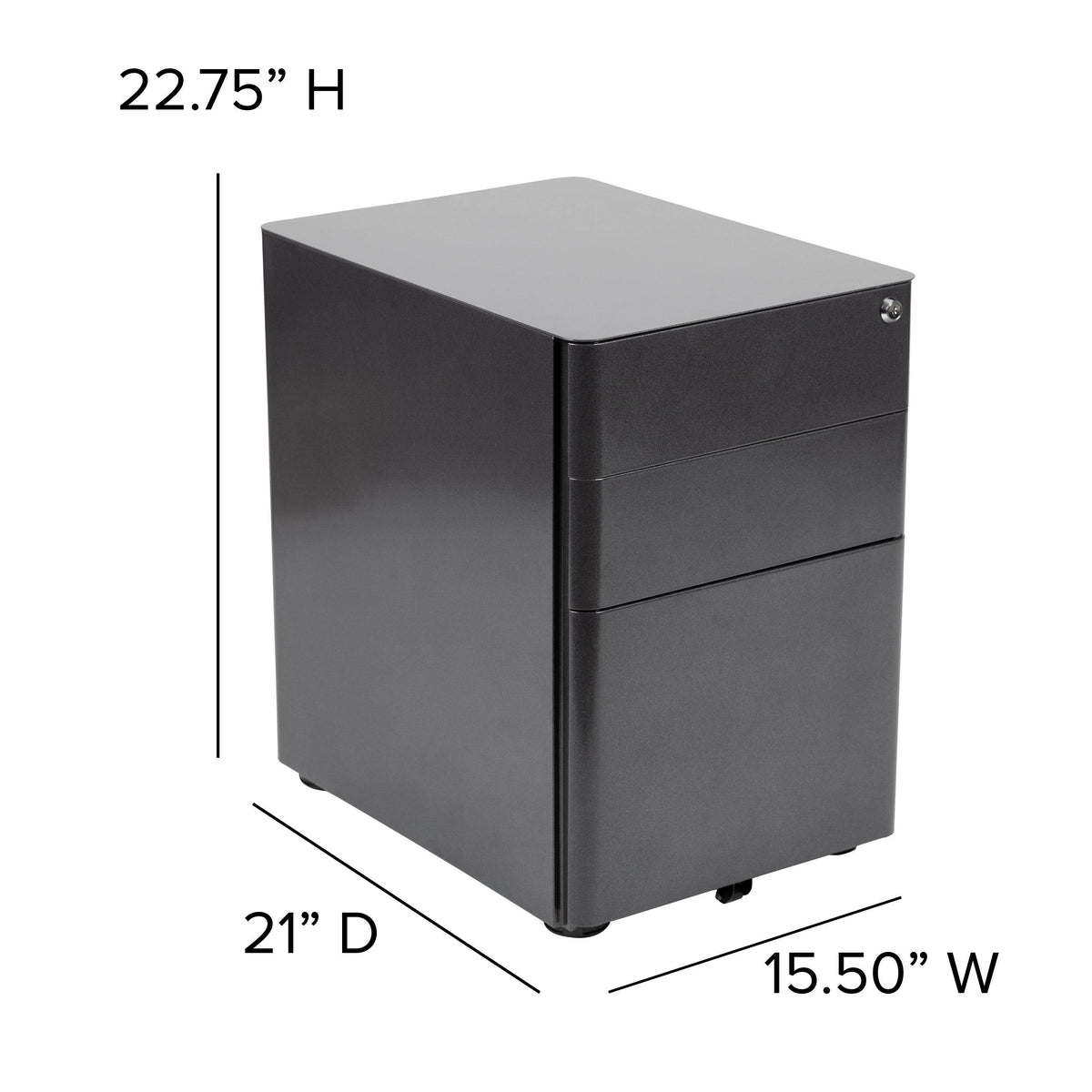 Black 3-Drawer Mobile Locking Filing Cabinet K4893