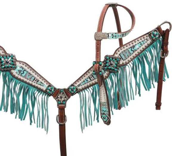 Aztec Headstall, Breast Collar, Reins Set S8500