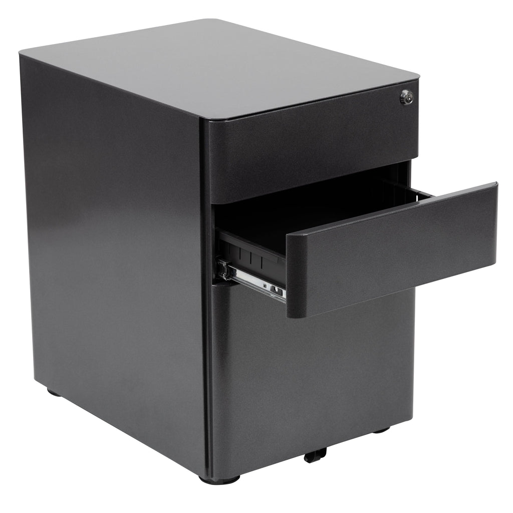 Black 3-Drawer Mobile Locking Filing Cabinet K4893