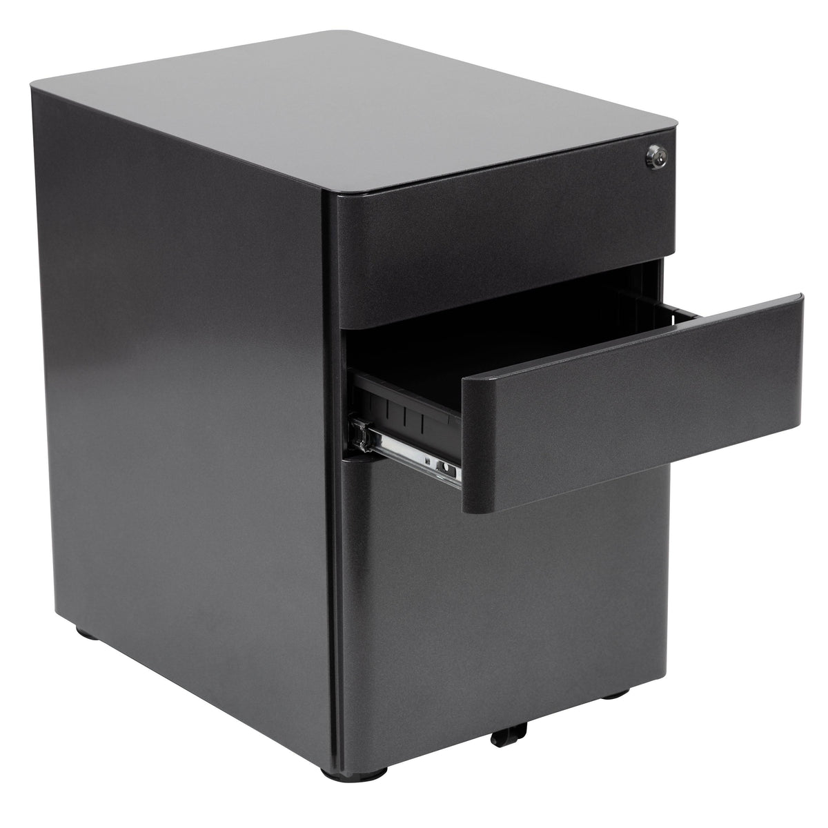 Black 3-Drawer Mobile Locking Filing Cabinet K4893