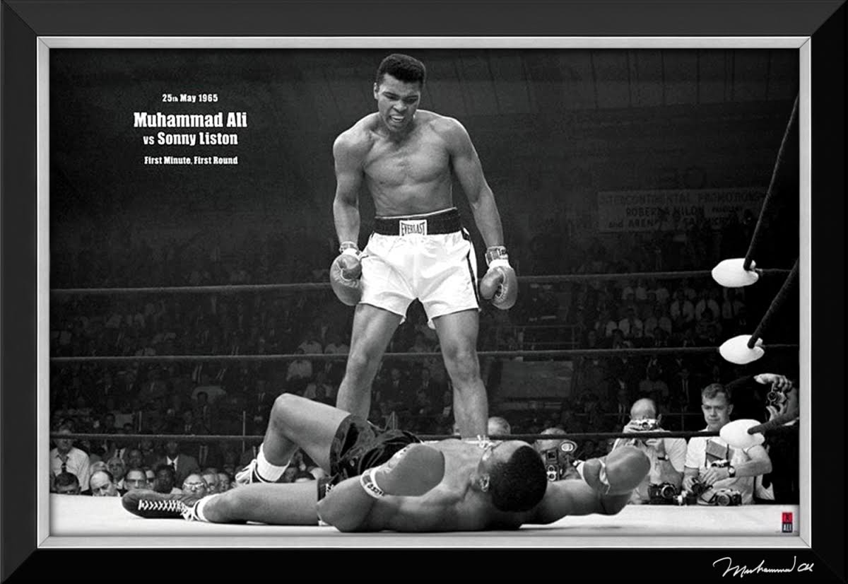 Muhammad Ali Vs Sonny Liston First Round Ko Framed Canvas Q95034