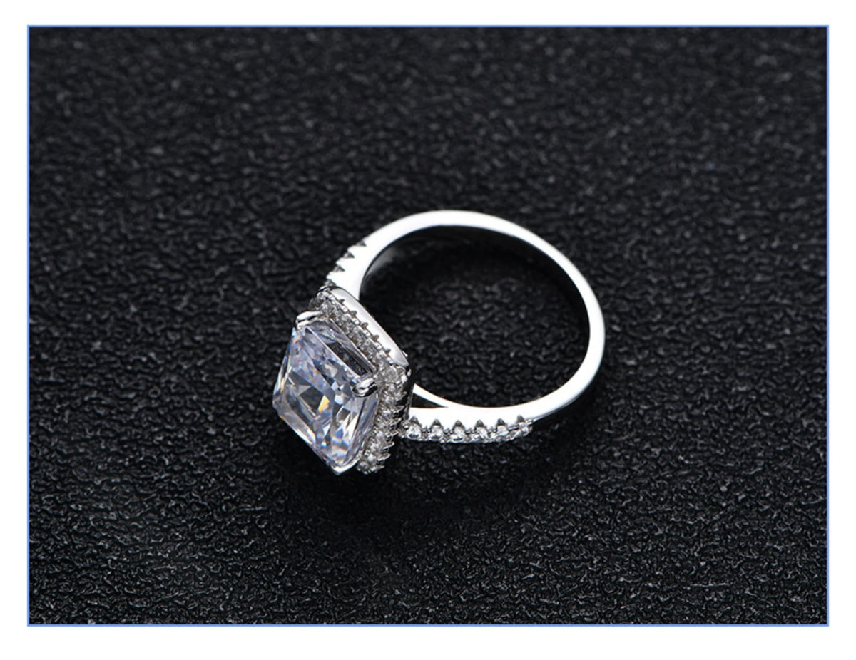 Radiant Cut 8*10mm Zircon Engagement Rings S925 Sterling Silver U5023