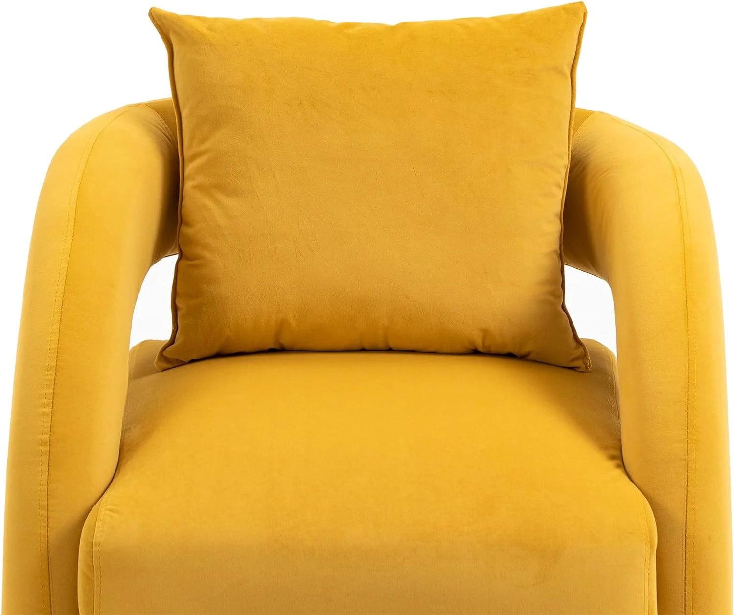 Yellow Velvet Accent Chair with Ottoman J26691