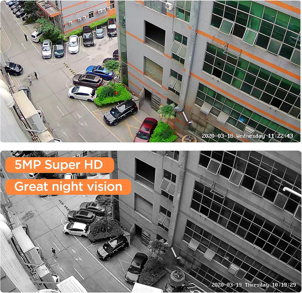 5MP PoE IP Camera with Mic, 2.8mm HD Video Surveillance Cam, Smart Human Detection, 100ft Night Vision I266