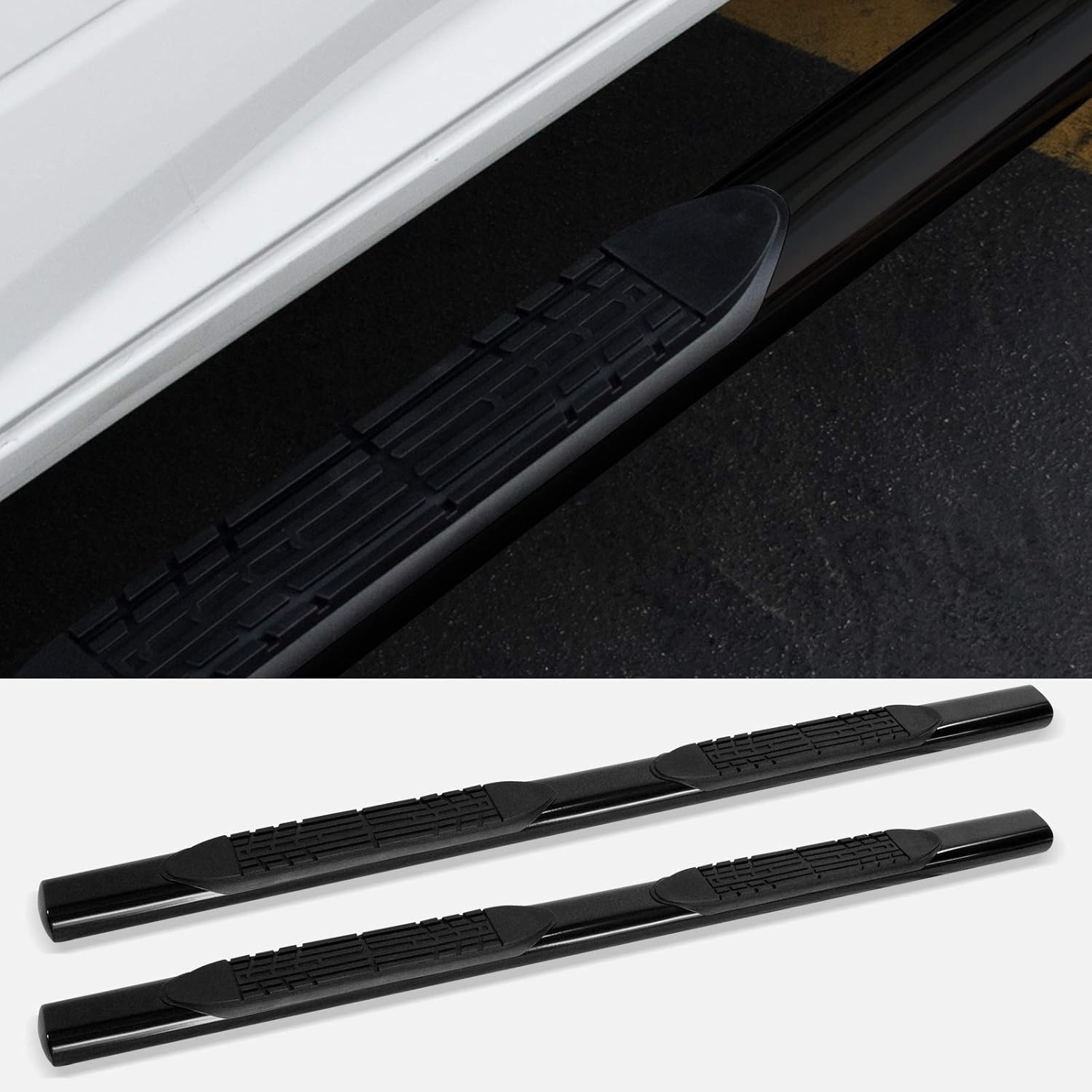 4 Oval Side Step Nerf Bars Black A674