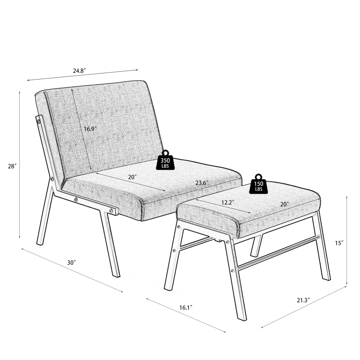 Green Linen Accent Chair with Ottoman V5288