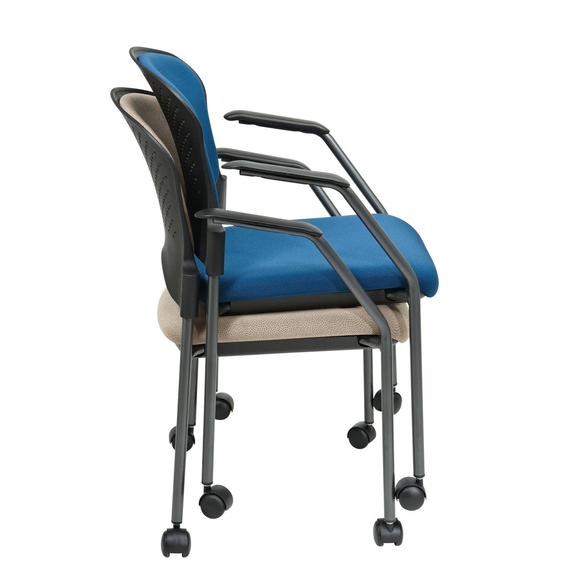 Titanium Finish Rolling Visitors Chair with Casters R4655