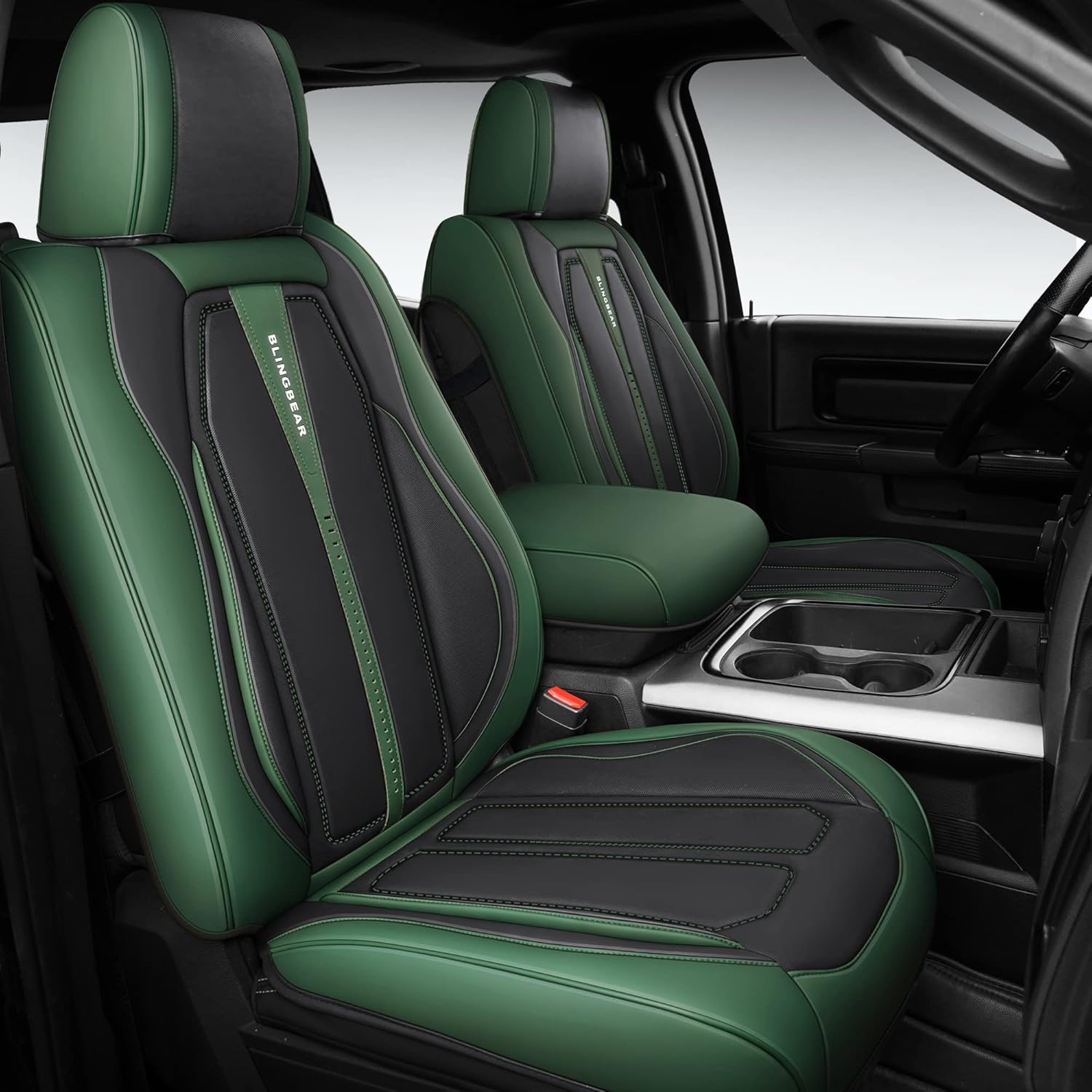 Black Faux Leather Car Seat Covers W48615