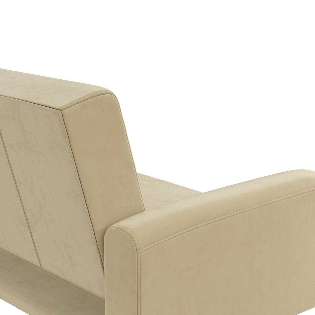 Ivory Velvet Convertible Sofa Bed Futon O5166