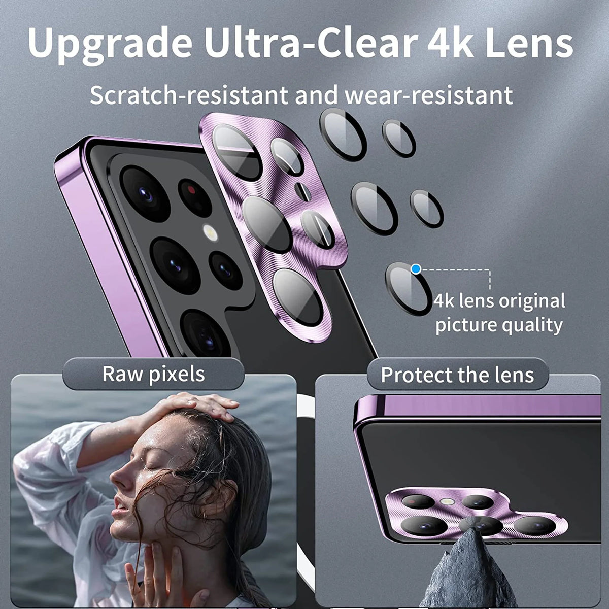 Purple Magnetic Metal Bumper PC Case for Samsung Galaxy S23 Ultra Q142