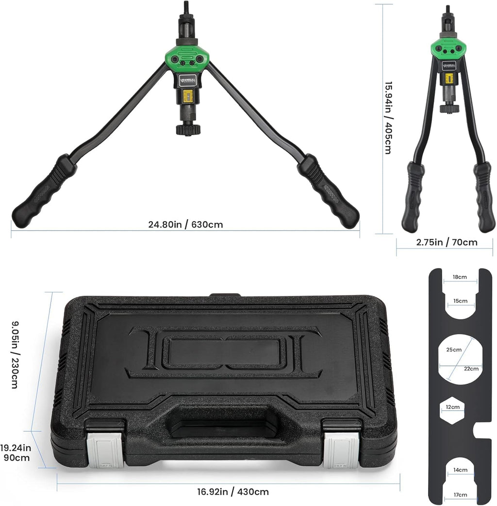 16" Rivet Tool Kit with 120PCS Rivet Nuts & Plastic Case Z5411