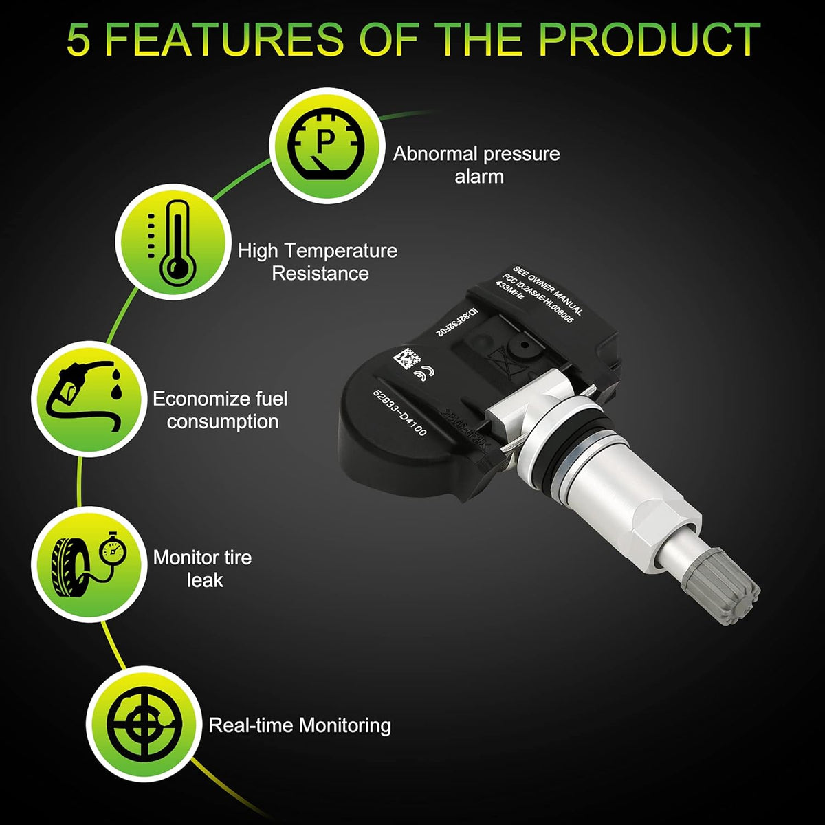 Tire Pressure Sensor 433MHz TPMS Replacement 4PCS P987392