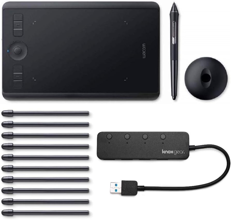 Digital Graphic Drawing Tablet Standard Nibs (10-Pack) and 4-Port USB 3.0 Hub Bundle B2597