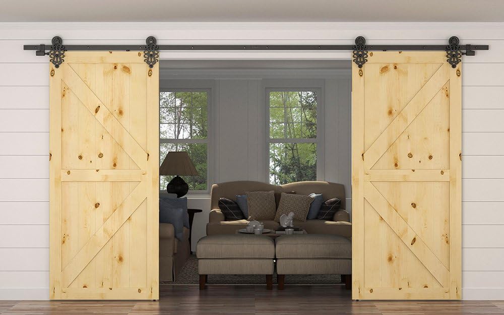 Black Sliding Barn Door Track Kit, Double Door T405