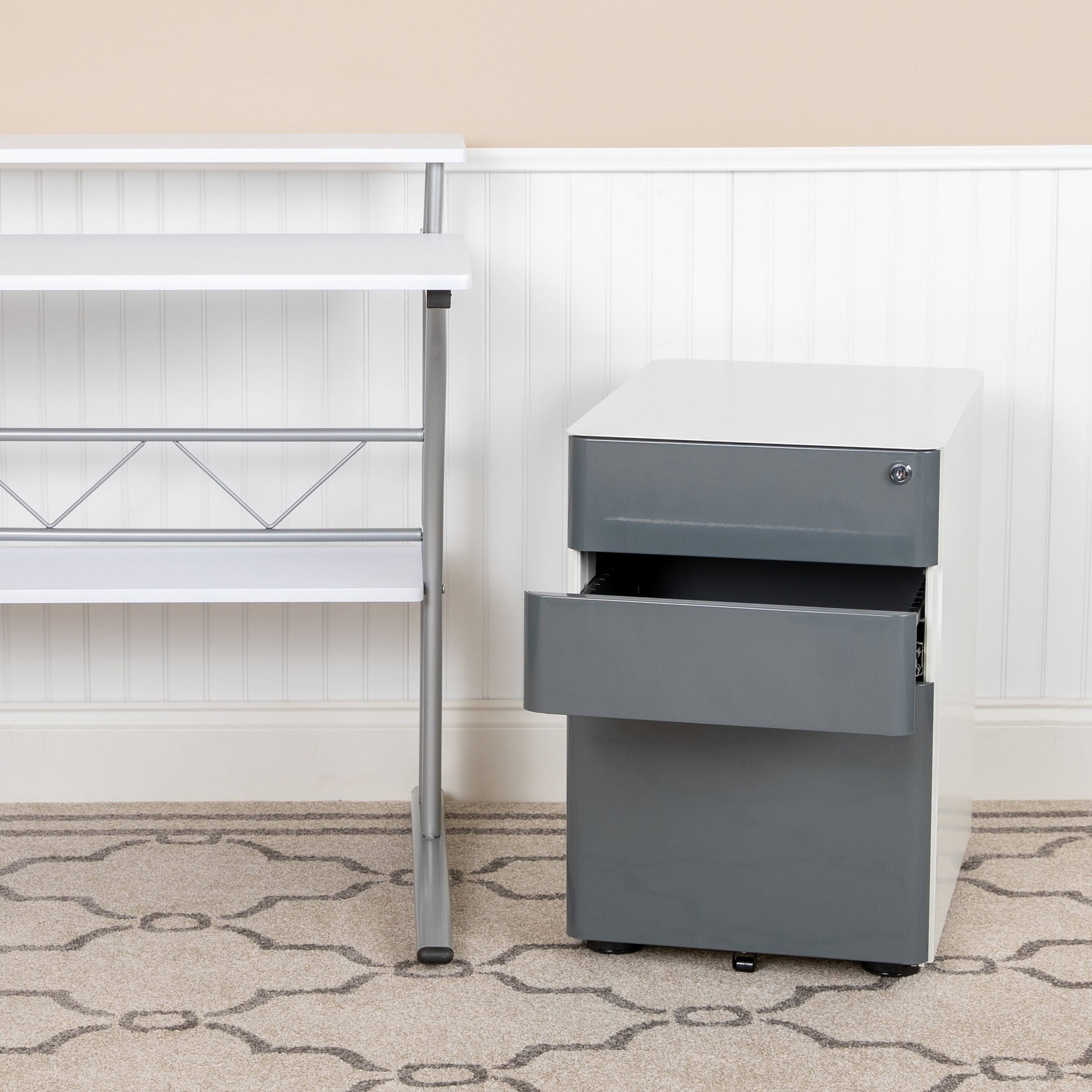 Black 3-Drawer Mobile Locking Filing Cabinet K4893