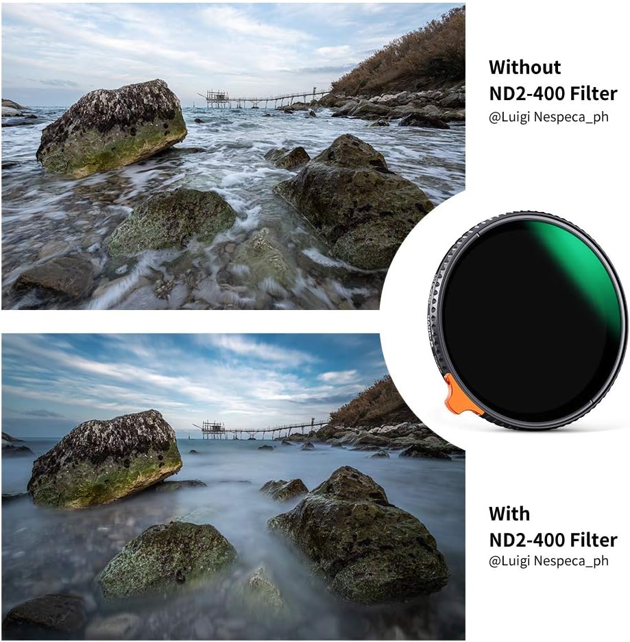 55mm Variable ND Filter ND2-ND400 with Multi-Layer Coatings AGC Glass Neutral Density Filter Pack of 2 H664