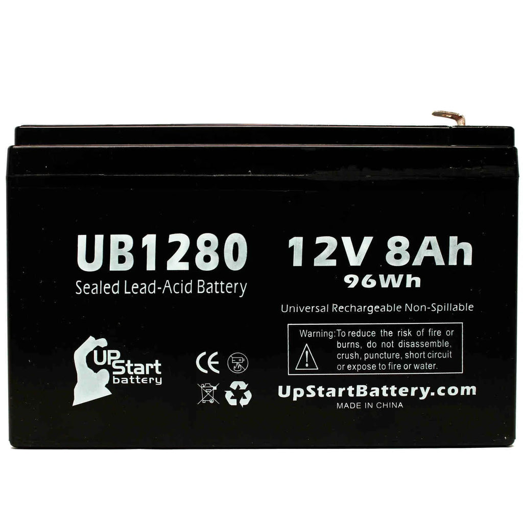 4x Pack Sealed Lead Acid Battery (12V, 8Ah, 8000mAh, F1 Terminal, AGM) with 8 F1 to F2 Terminal Adapters N485676