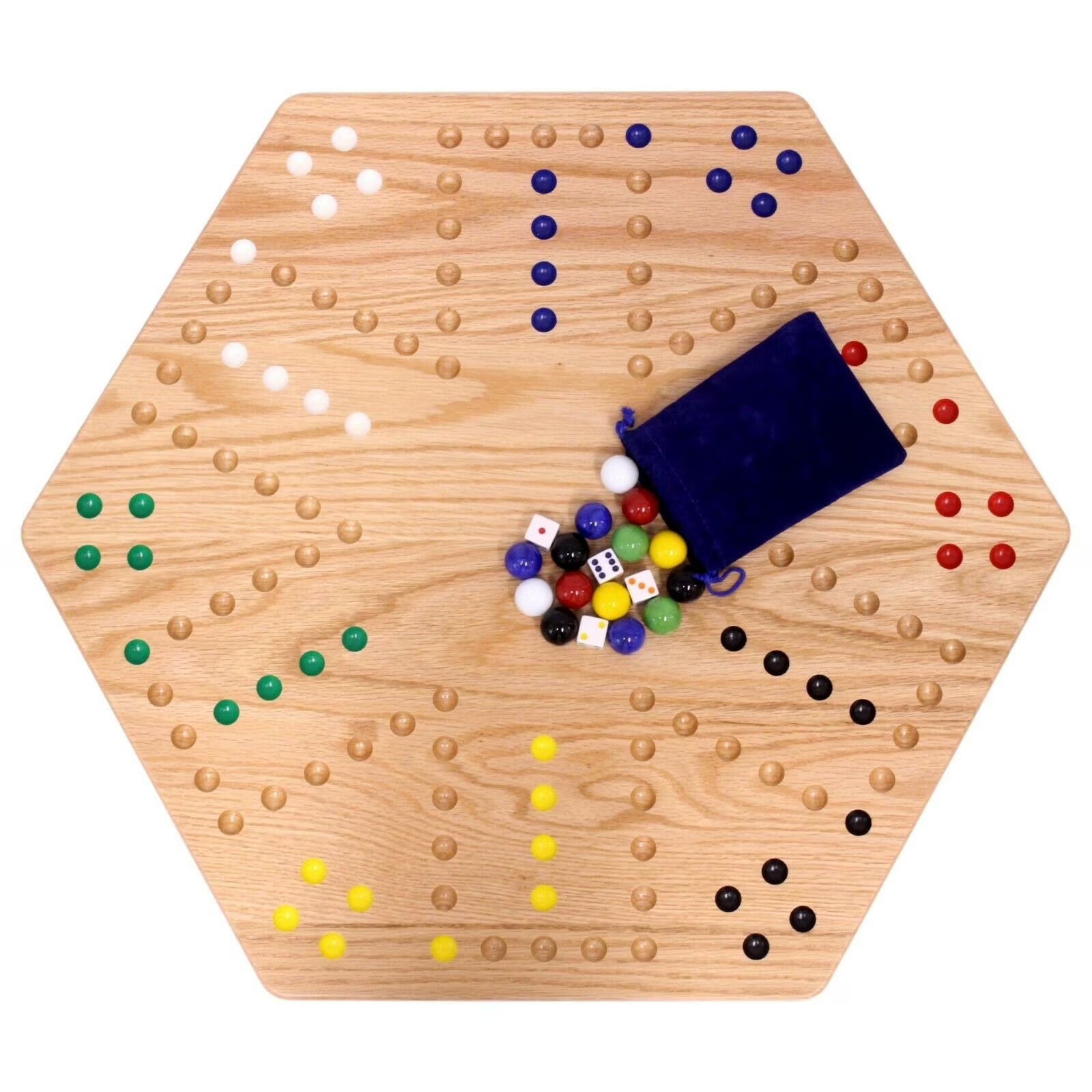 Large 24" Wooden Hand-Painted Aggravation Board Game with XLarge 22mm Marbles and Dice C6575