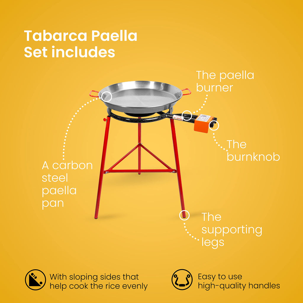 Carbon Steel Paella Pan Set with Burner and Legs Q28885