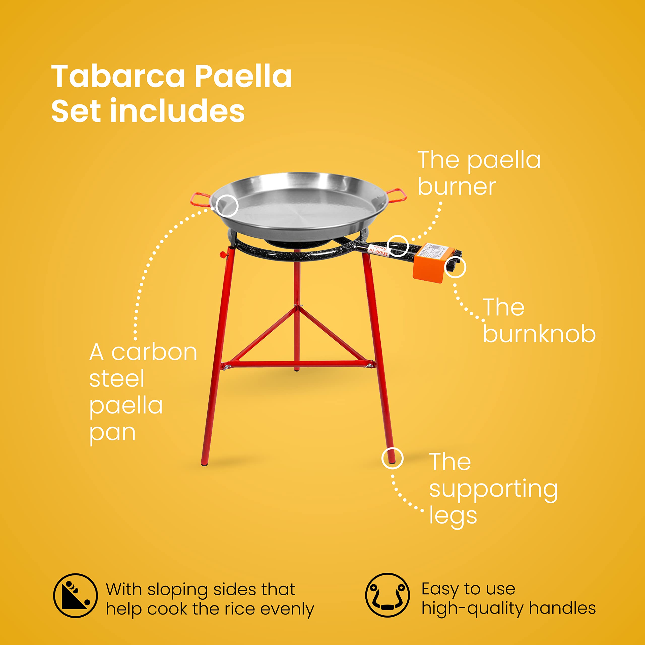 Carbon Steel Paella Pan Set with Burner and Legs Q28885