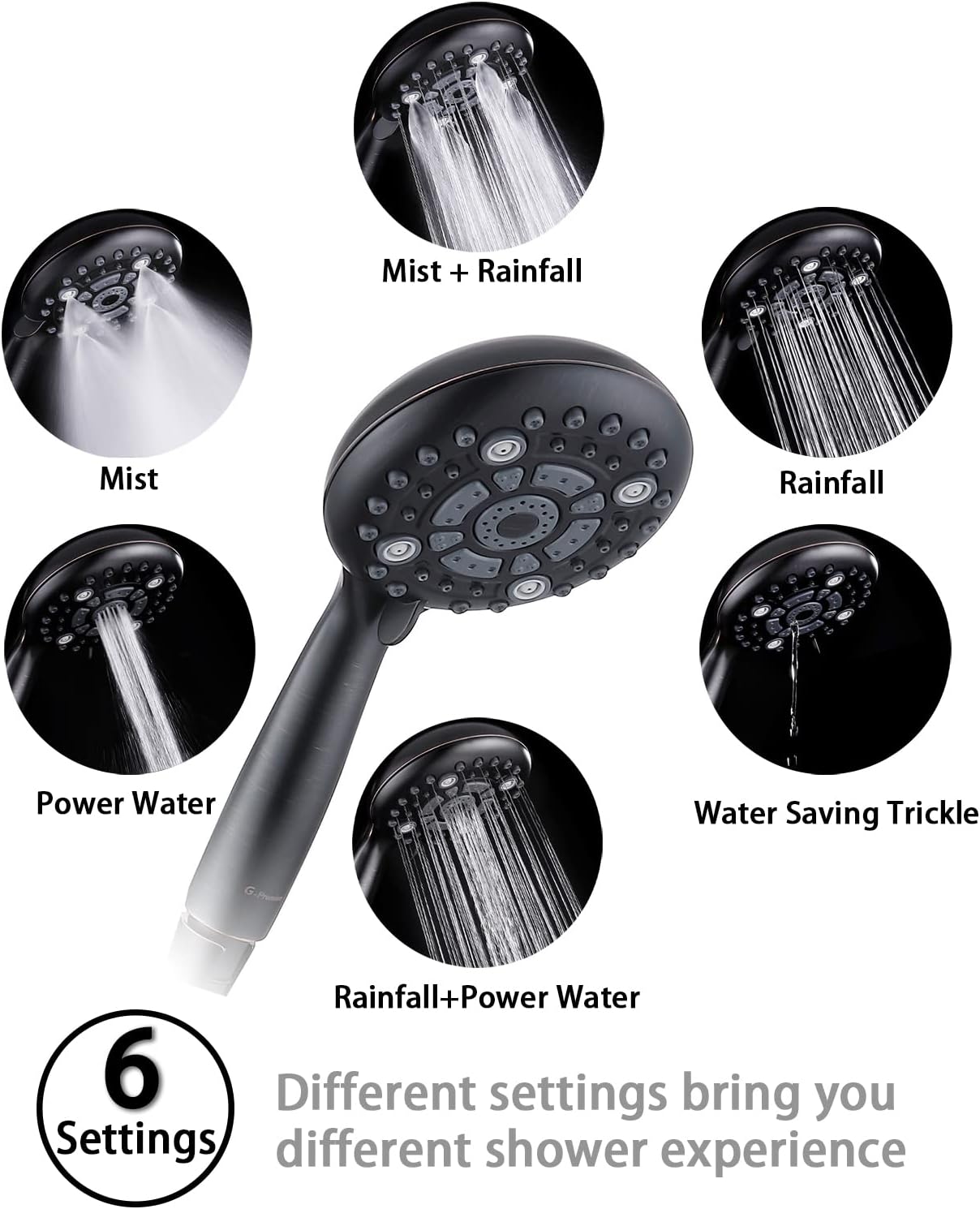 Oil Rubbed Bronze Handheld Shower Head with Extra Long Flexible Hose and Metal Adjustable Bracket, Pack of 2 Y51068