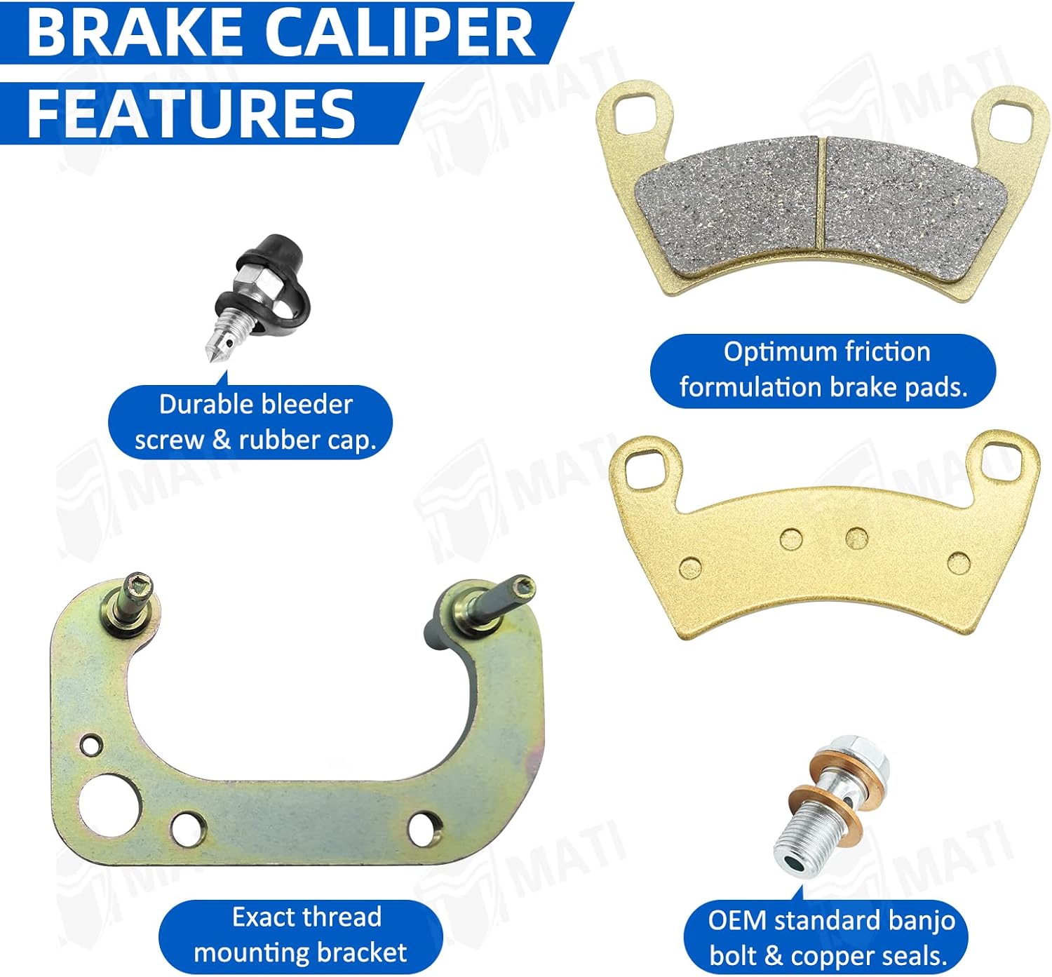 Front Left Right Brake Calipers for Polaris Ranger 500 570 700 EV LEV Sportsman ACE 325 570 900 GEM EM1400 LSV MVRS 700 800 C728354