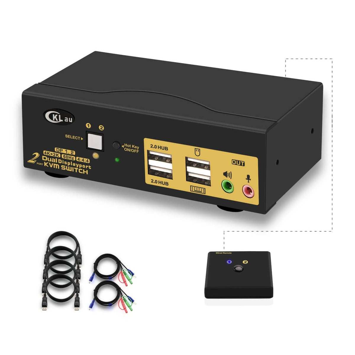 2 Port 4K@60Hz DP 1.2 KVM Switch with Audio Microphone Output and USB 2.0 Hub T564291