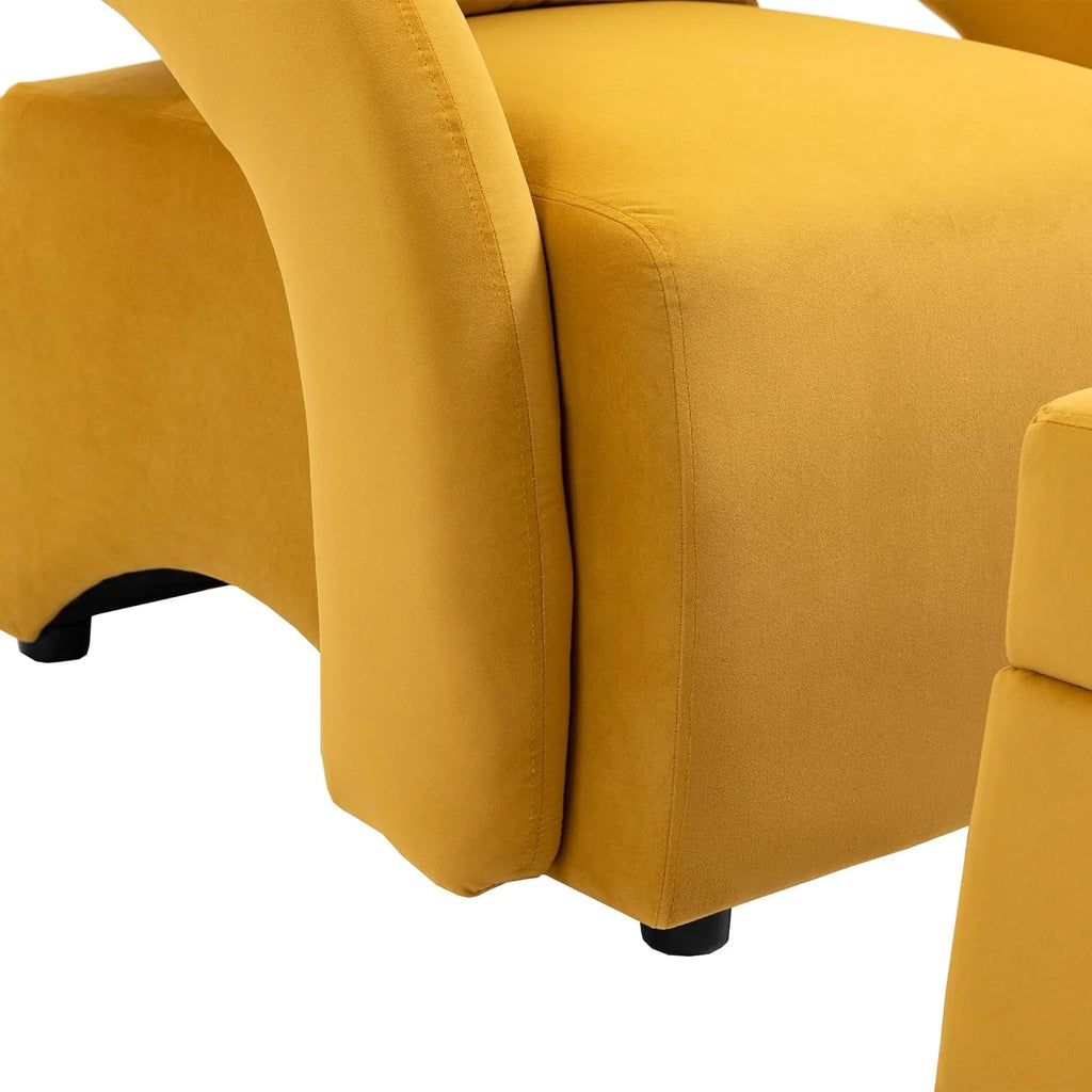 Yellow Velvet Accent Chair with Ottoman J26691