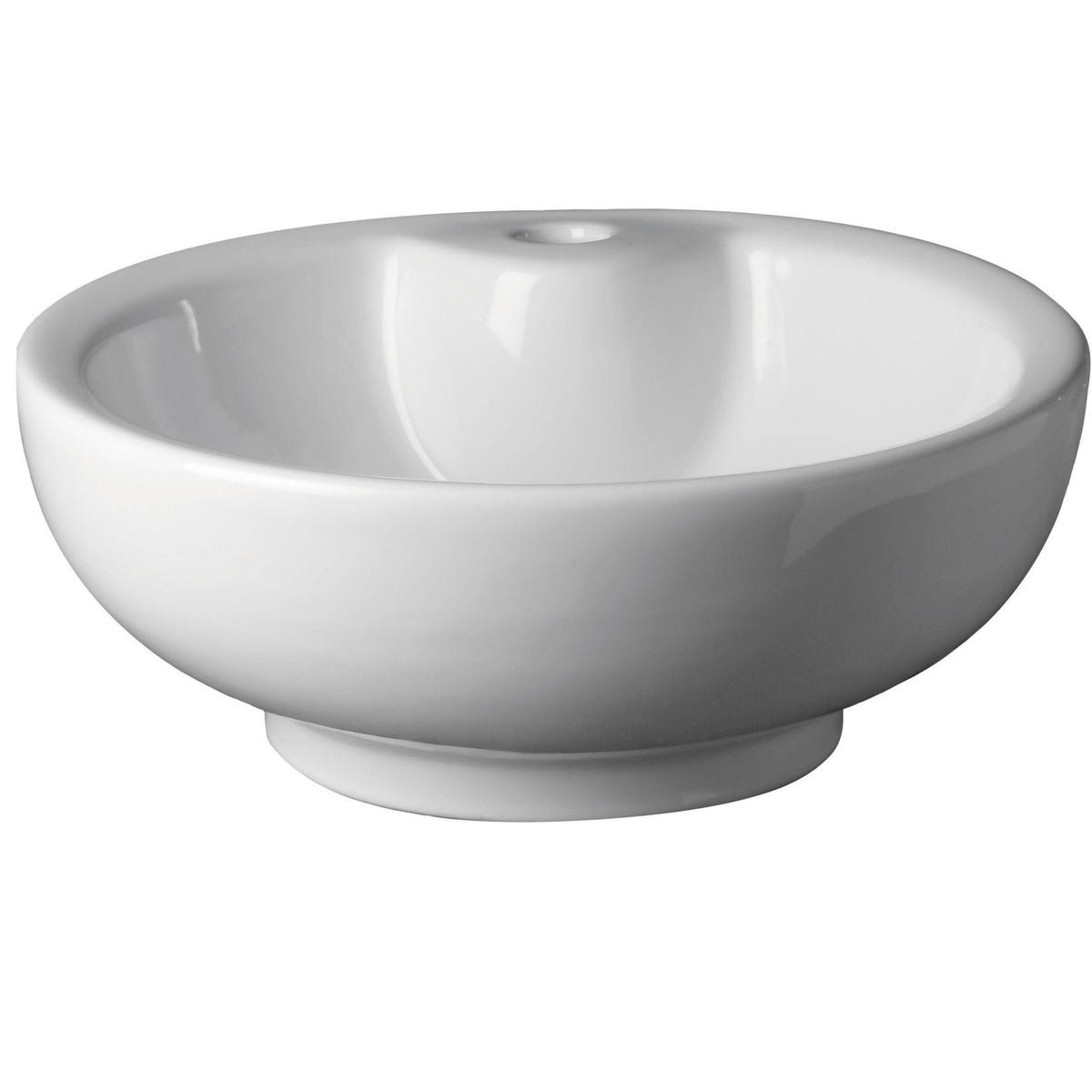 White Vessel Round Bathroom Sink with Overflow U174169