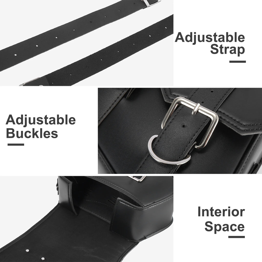 Motorbike Saddlebag Tool Bag Waterproof Faux Leather Black Z983