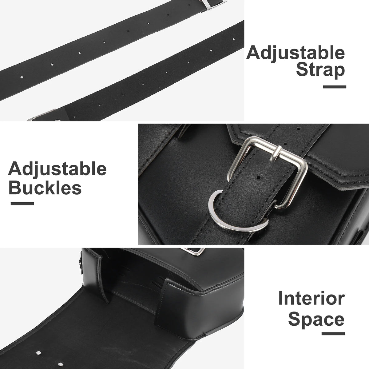 Motorbike Saddlebag Tool Bag Waterproof Faux Leather Black Z983