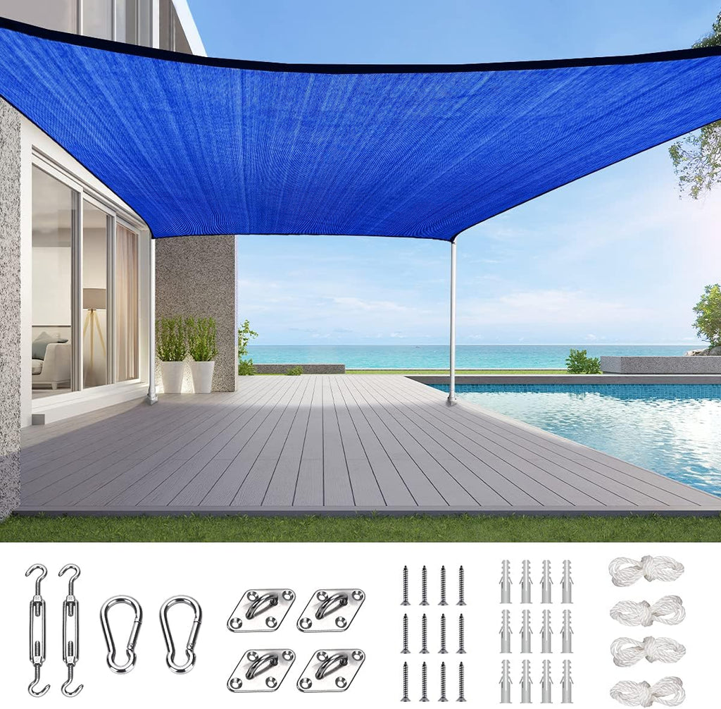 20X20FT 185G HDPE Square Sun Shade Sail Canopy (White) U4362