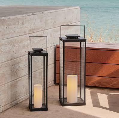 Black Lantern with Flameless Candle Q248