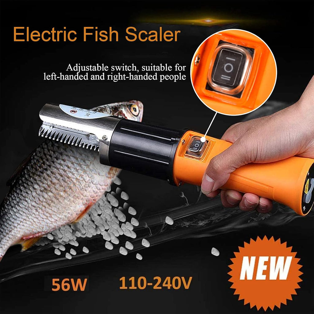 Electric Fish Scaler with Stainless Steel Roller Blade, Cordless Fish Scale Remover Cleaner Skinner Kit, 12V Rechargeable Battery U332863