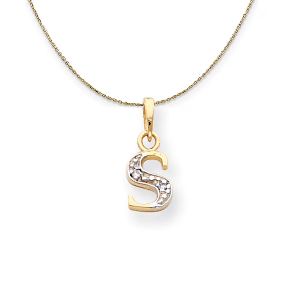 14k Yellow Gold Diamond Accent Initial Necklace - 24 Inch E3735