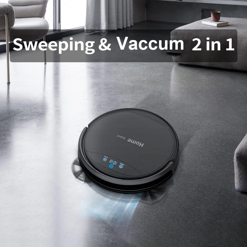 Black Robotic Vacuum Cleaner with Remote N719