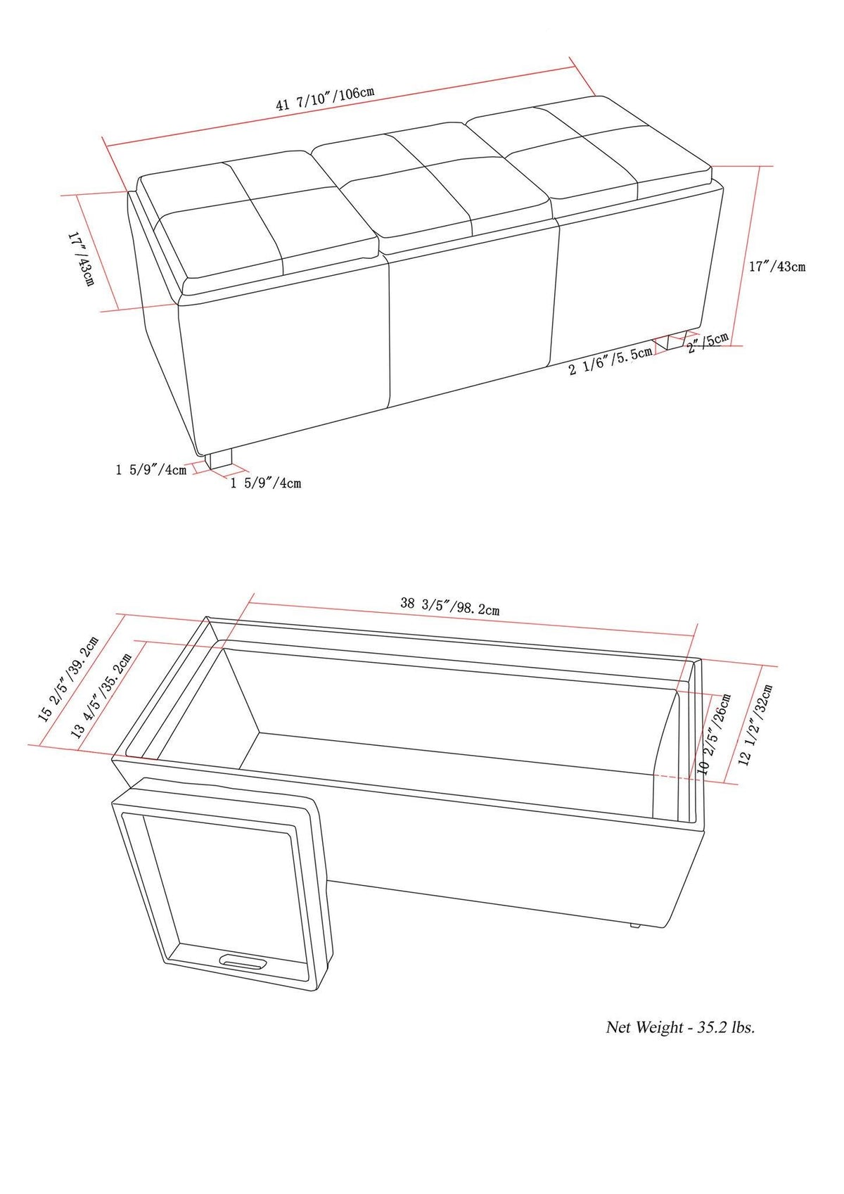 Brown Storage Ottoman D779905