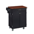 Black Solid Wood Cuisine Cart with Cherry Top W502574