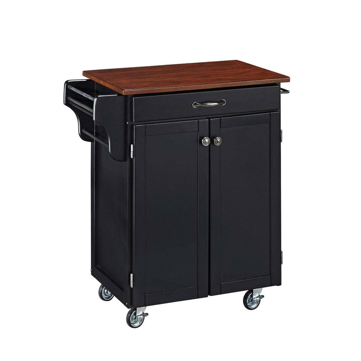 Black Solid Wood Cuisine Cart with Cherry Top W502574