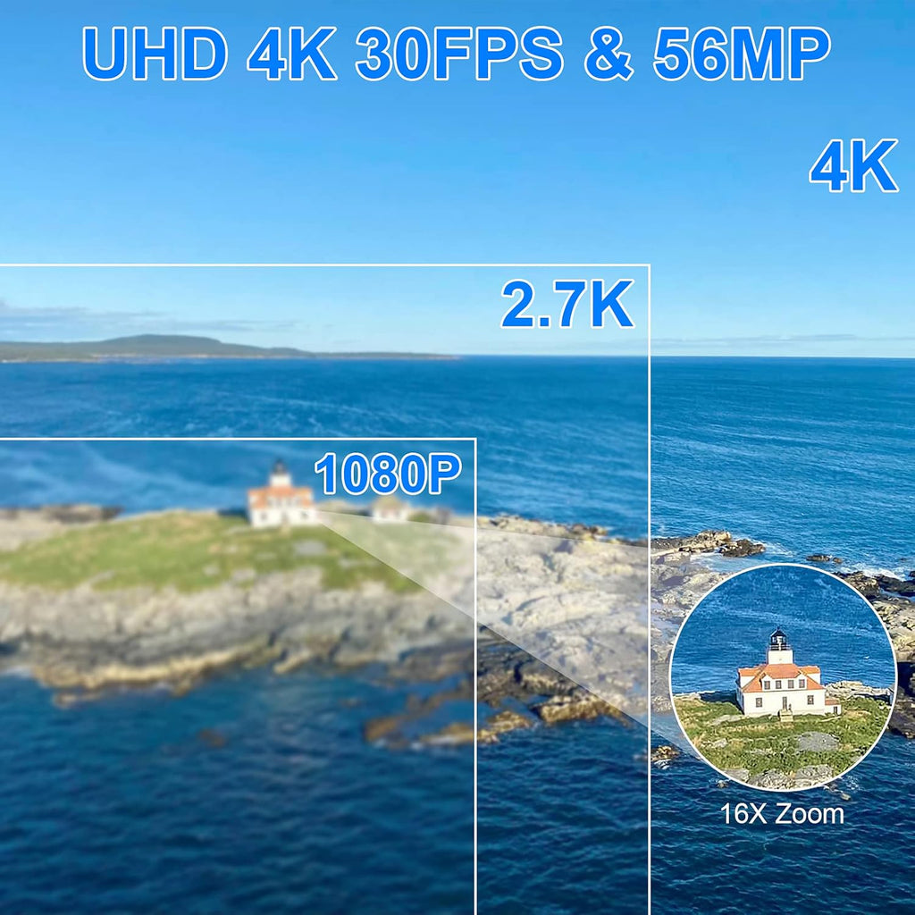 4K 56MP Vlogging Camera with External Microphone and IR Night Vision S667978