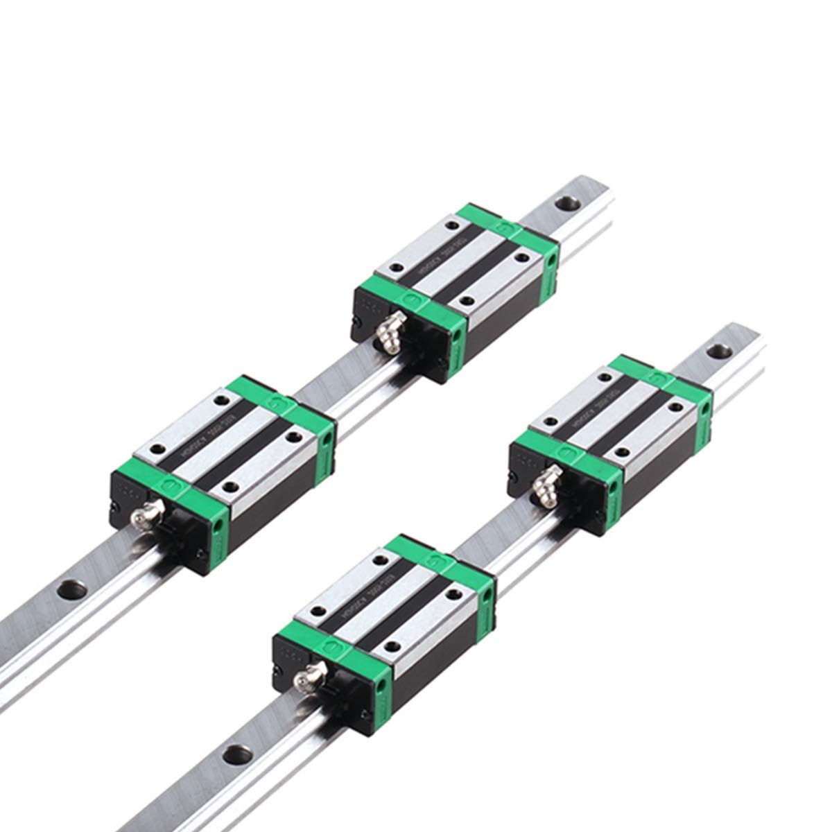 2Pcs HGR20-1200mm Linear Slide Guideway Rail + 4Pcs HGH20A Bearing Blocks Square Type Carriage for 20mm Linear Rail Set O550925