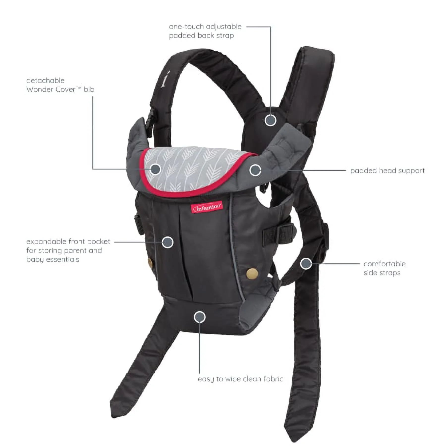 Black 2-Position Baby Carrier with Pocket Q199