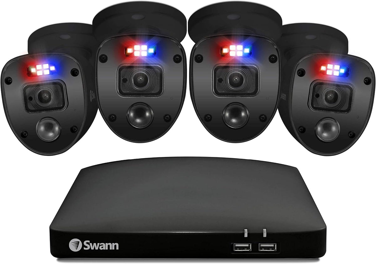 Black Enforcer 8 Channel 4 Camera Wired CCTV Security Camera System X340