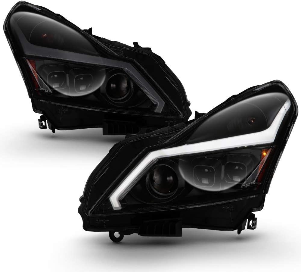 Black Smoke LED Tube Sequential Signal DRL Headlights V5075