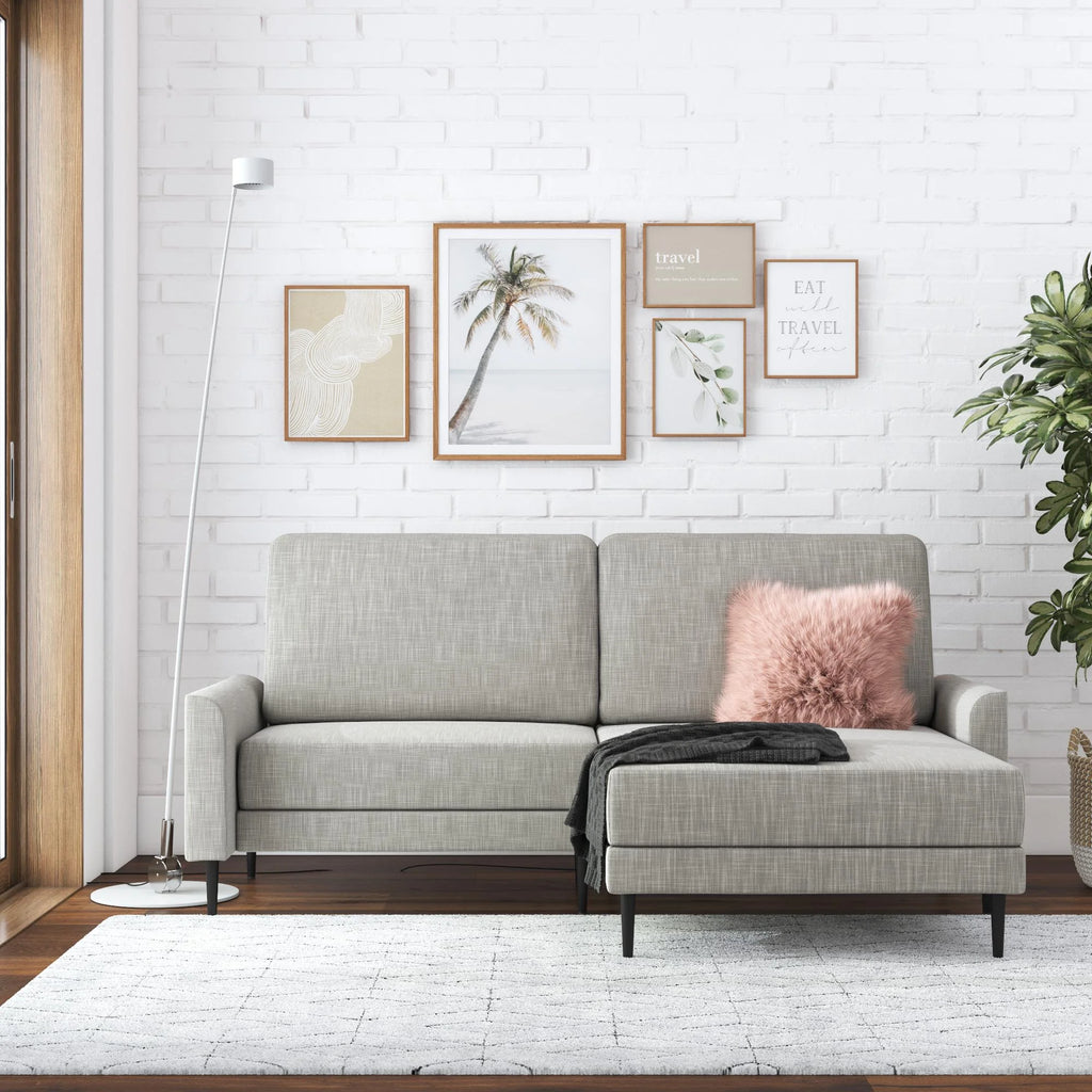 Light Gray Linen Upholstered Sectional Sofa B711765