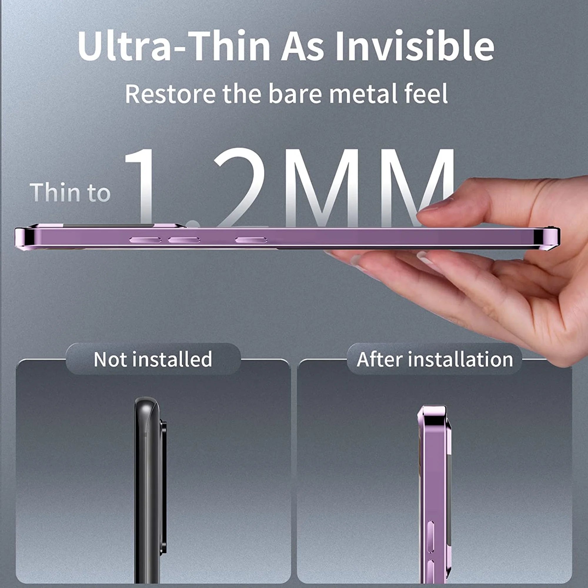 Purple Magnetic Metal Bumper PC Case for Samsung Galaxy S23 Ultra Q142