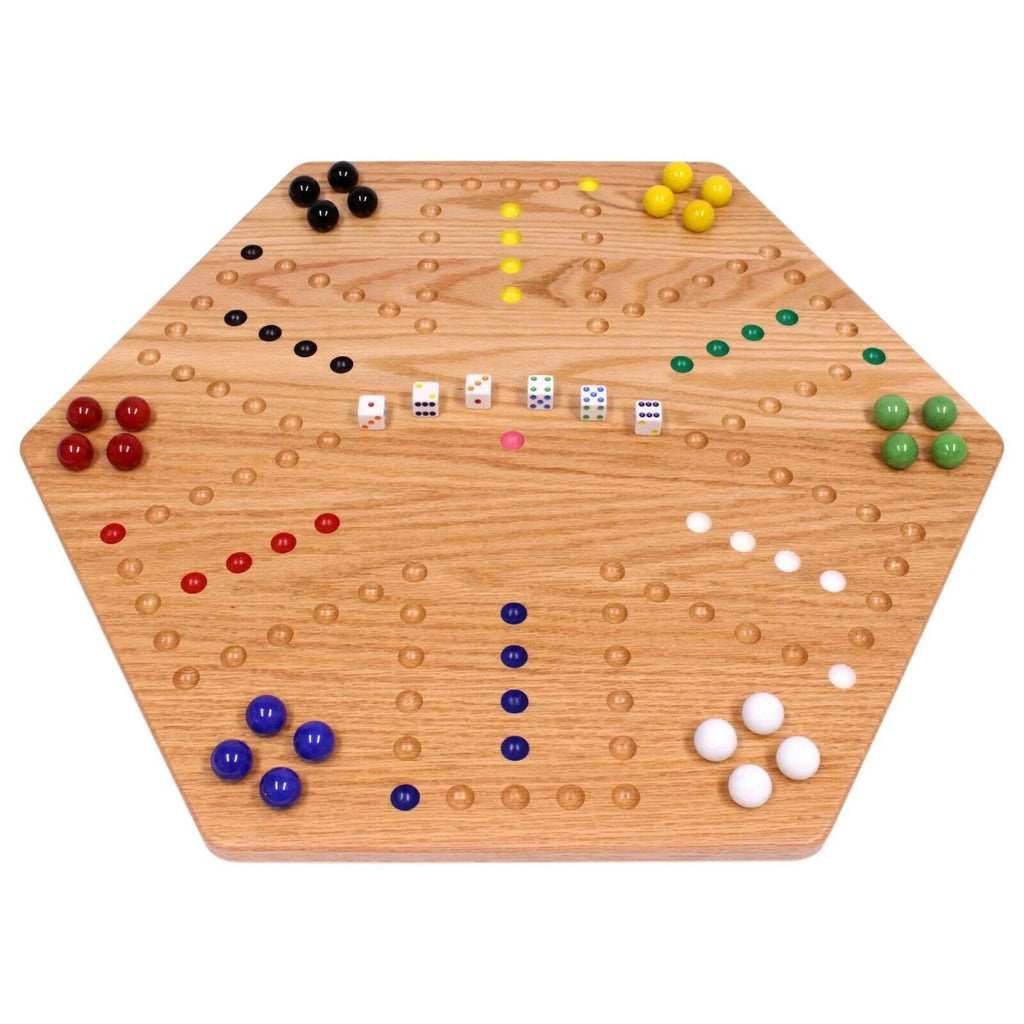 Large 24" Wooden Hand-Painted Aggravation Board Game with XLarge 22mm Marbles and Dice C6575