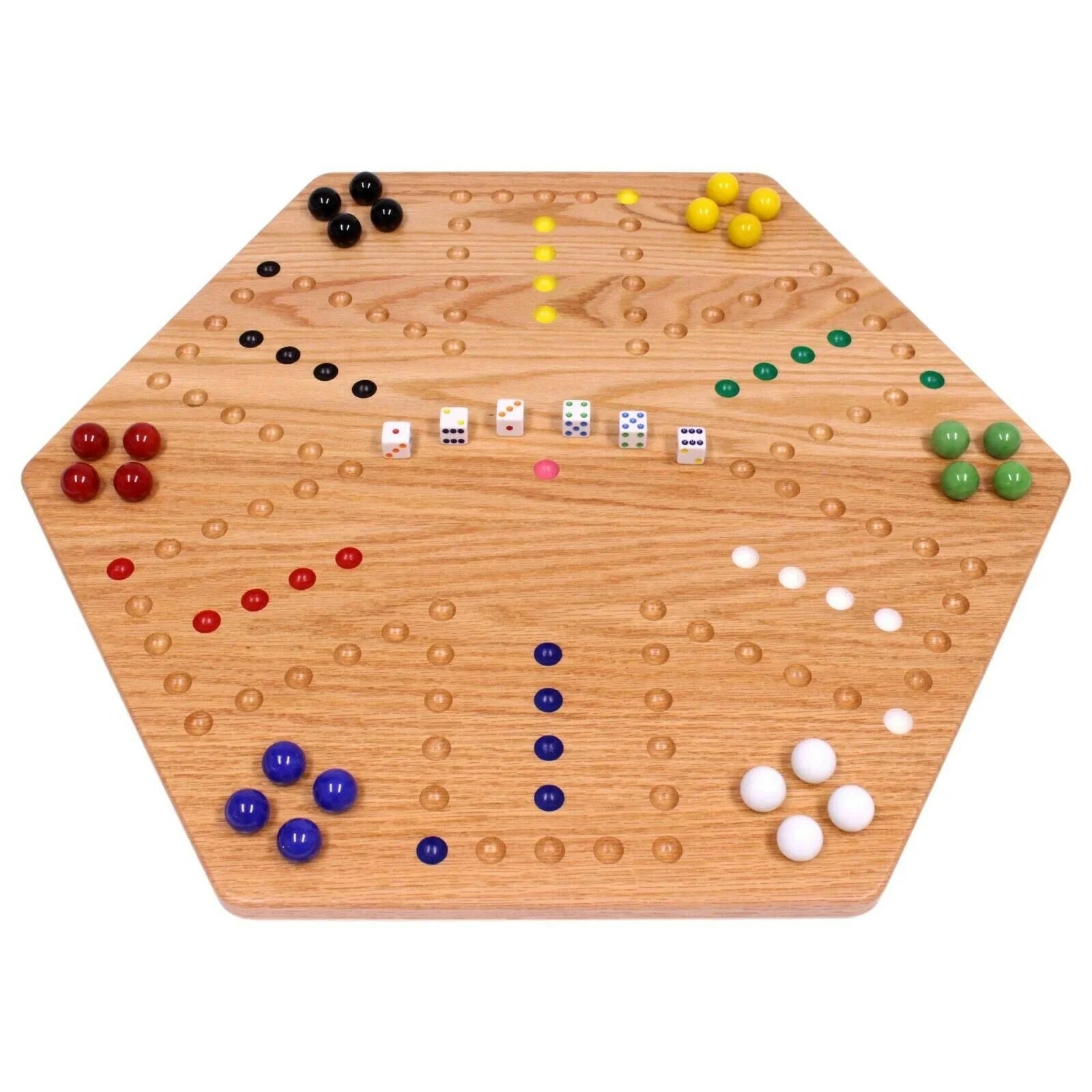 Large 24" Wooden Hand-Painted Aggravation Board Game with XLarge 22mm Marbles and Dice C6575
